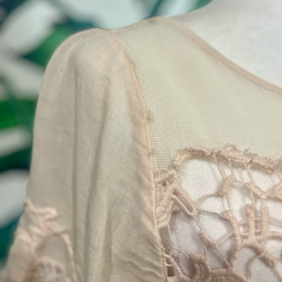 🍑☺️Anthropologie Holding Horses Soft Peach Mesh Detail Babydoll Dress🧡💌 - Picture 8 of 13